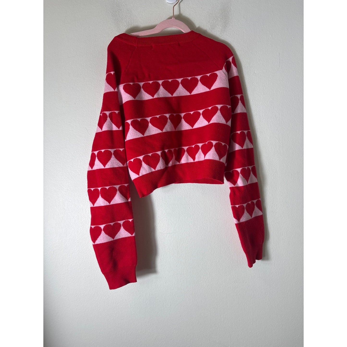 Altar'd State Red and Pink Hearts Long Sleeve Sweater Sz XS