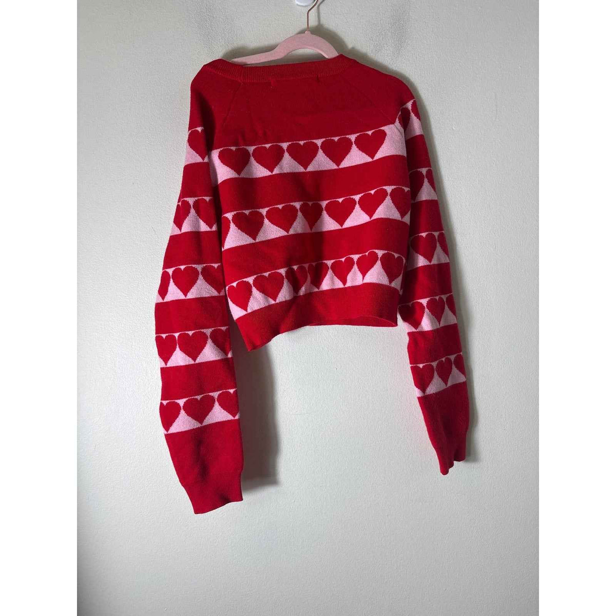 Altar'd State Red and Pink Hearts Long Sleeve Sweater Sz XS