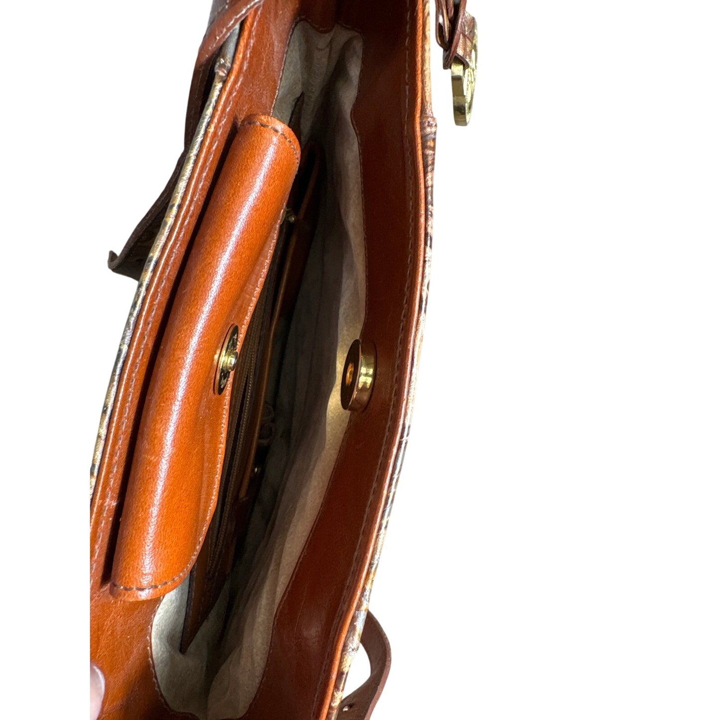 Vintage Brahmin Tan Tooled Floral Leather Crossbody Bag