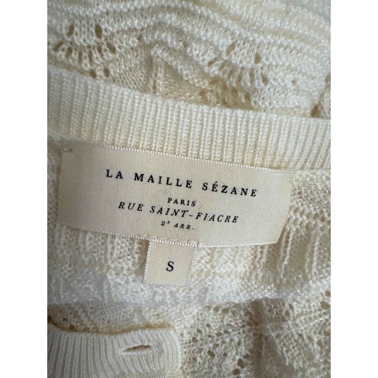 La Maille Sezane Cream Long Sleeve Textured Sweater Sz S