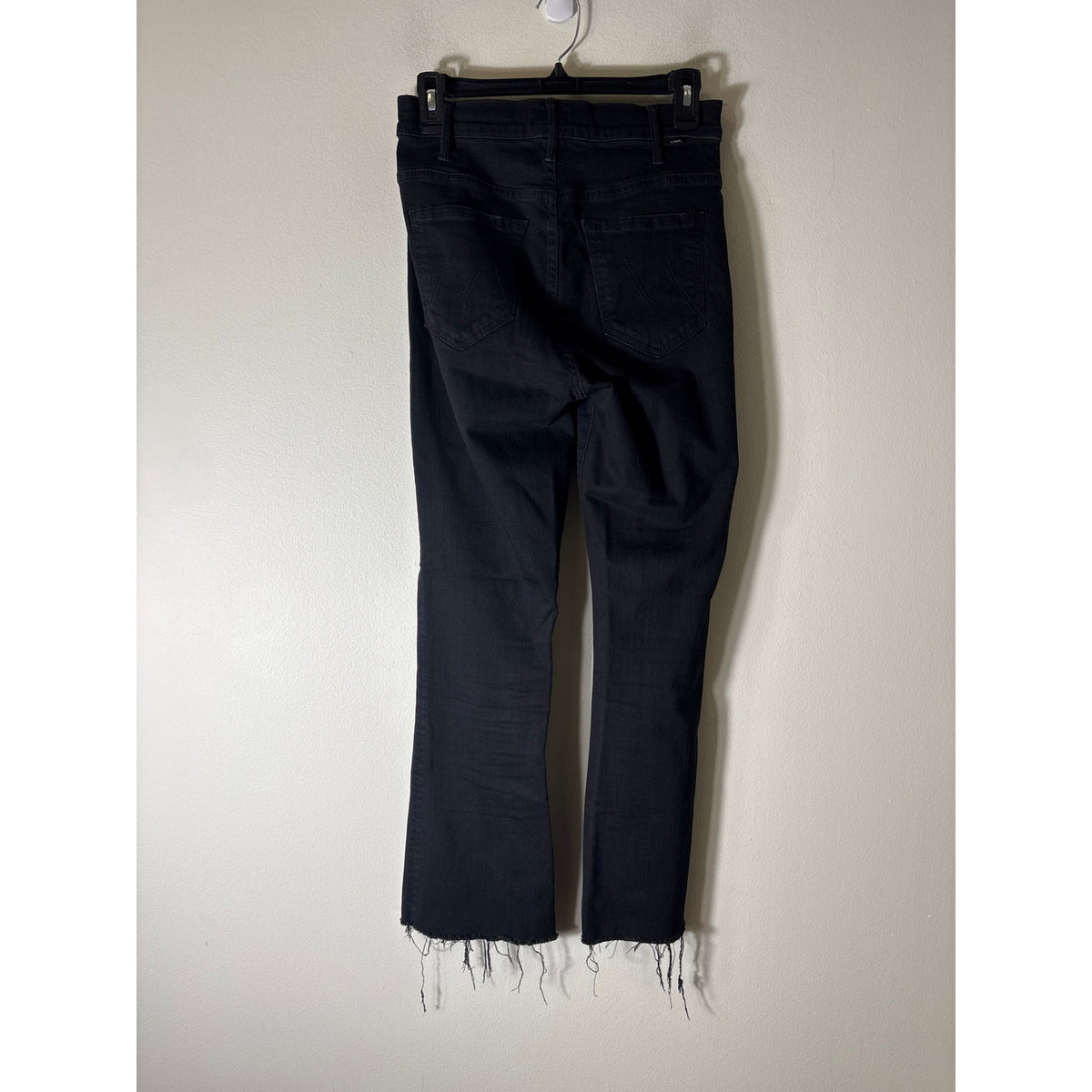 Mother Dark Black Hustler Ankle Fray Denim Jeans Sz 27