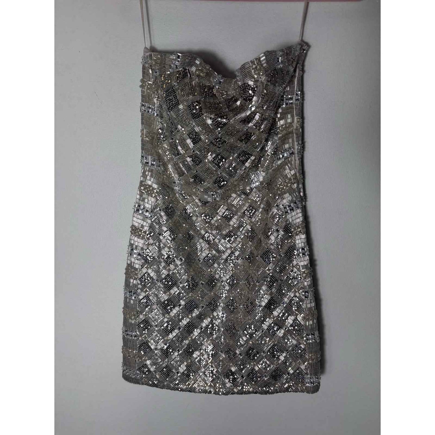 Retrofete Women's Silver and Gold Beaded "Heather" Mini Dress XS