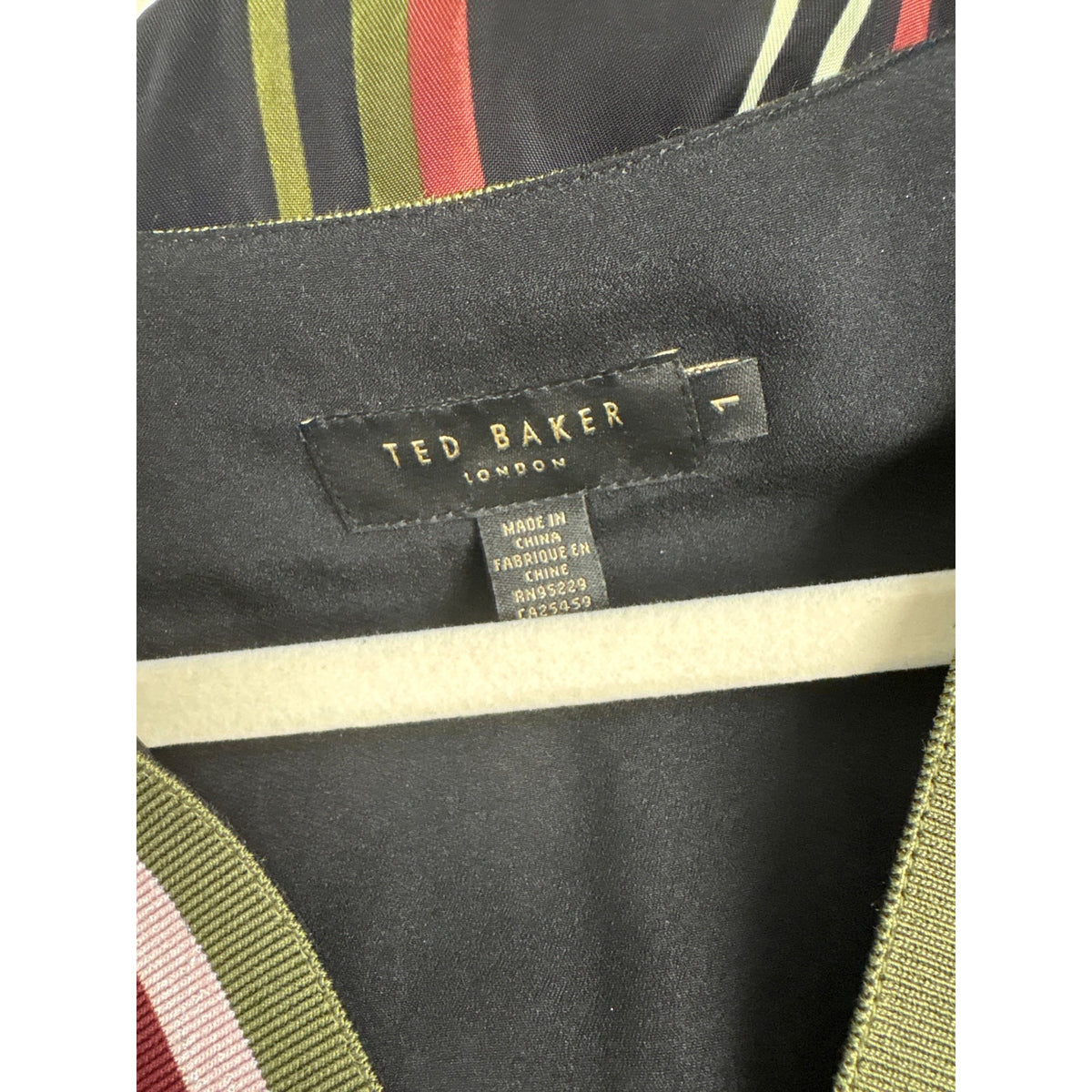 Ted Baker London Black Stripe Short Sleeve V-Neck Dress Sz 1