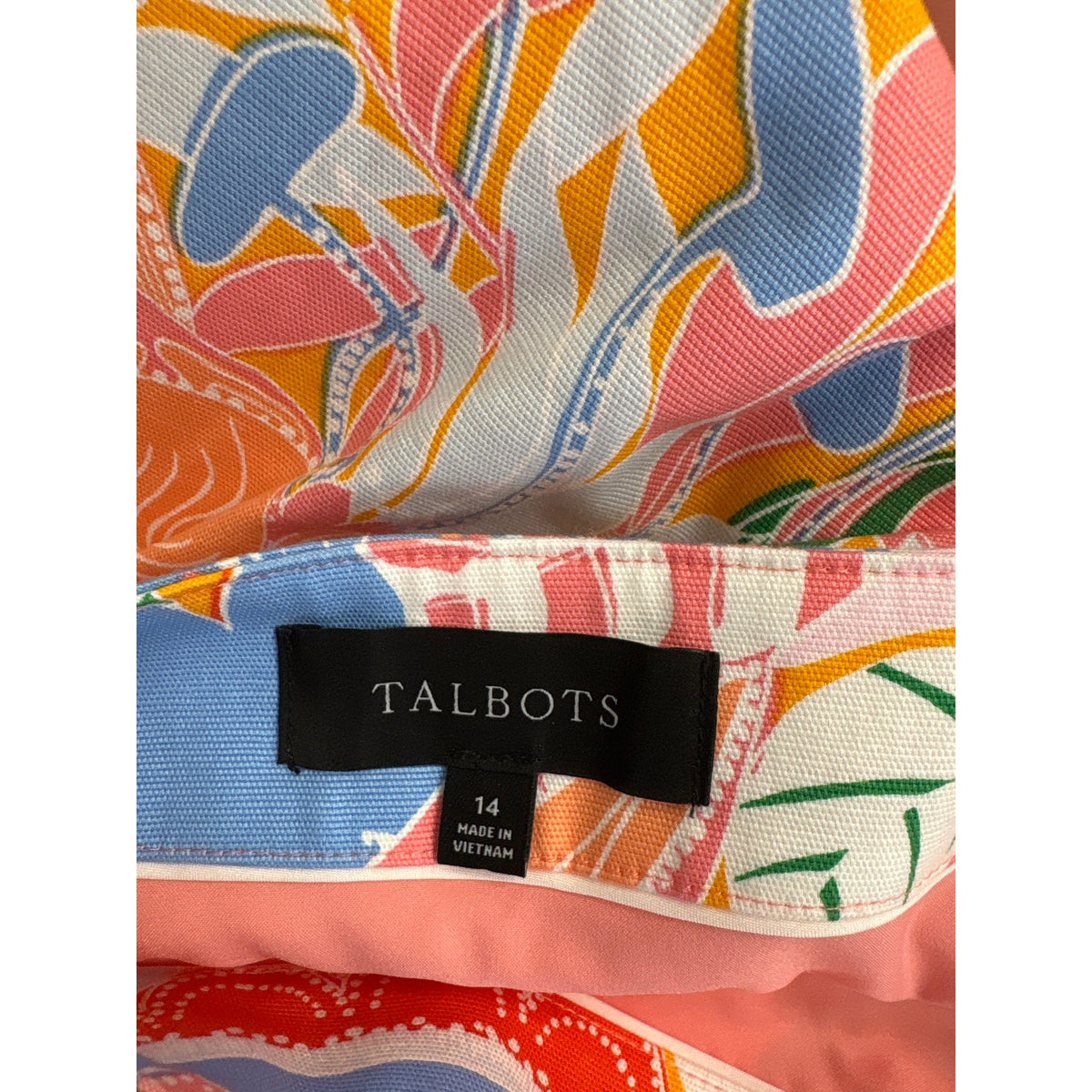 Talbots Pastel Leaf Print Cotton Mini Skirt Sz 14