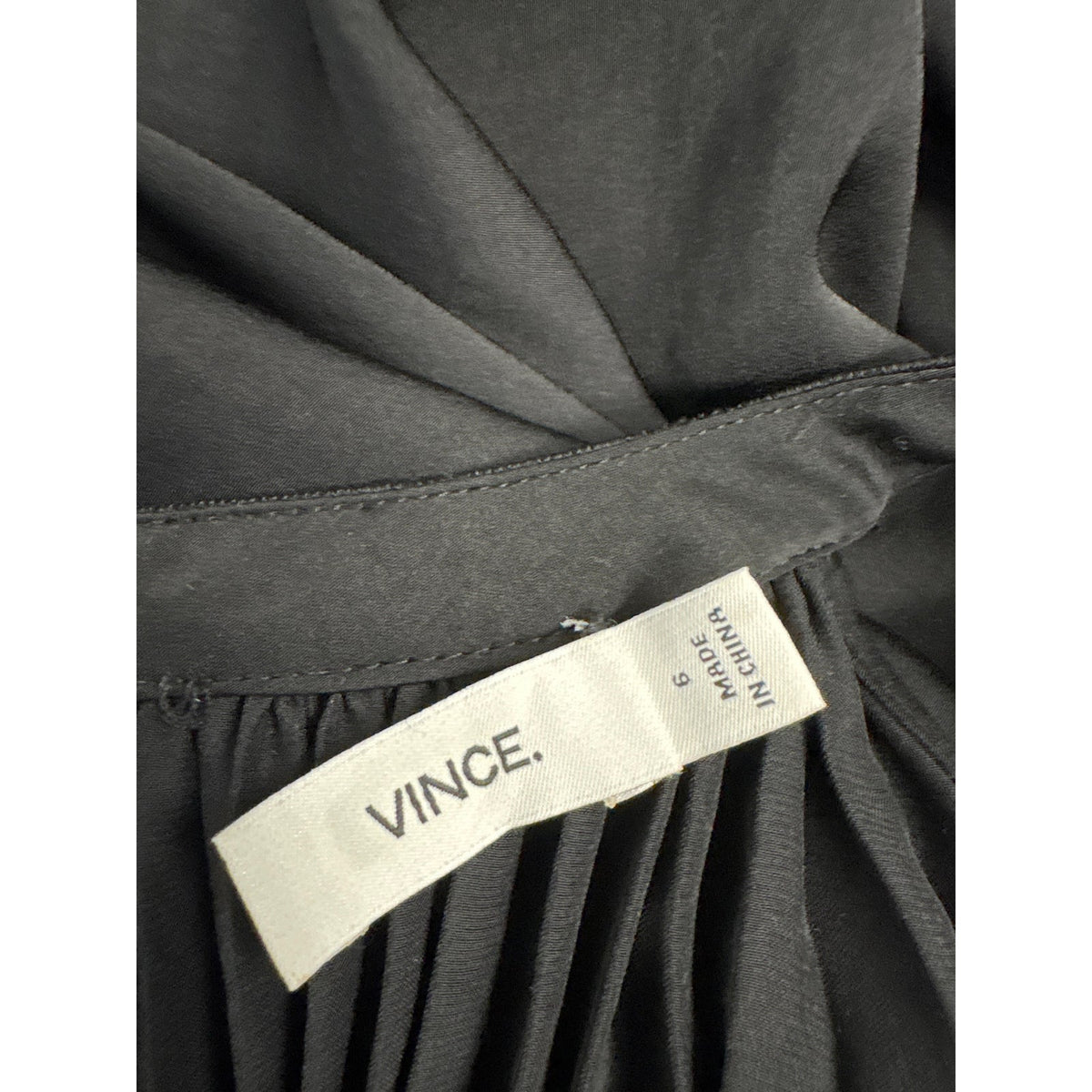Vince Black Sleeveless Pleated Trapeze Dress Sz 6