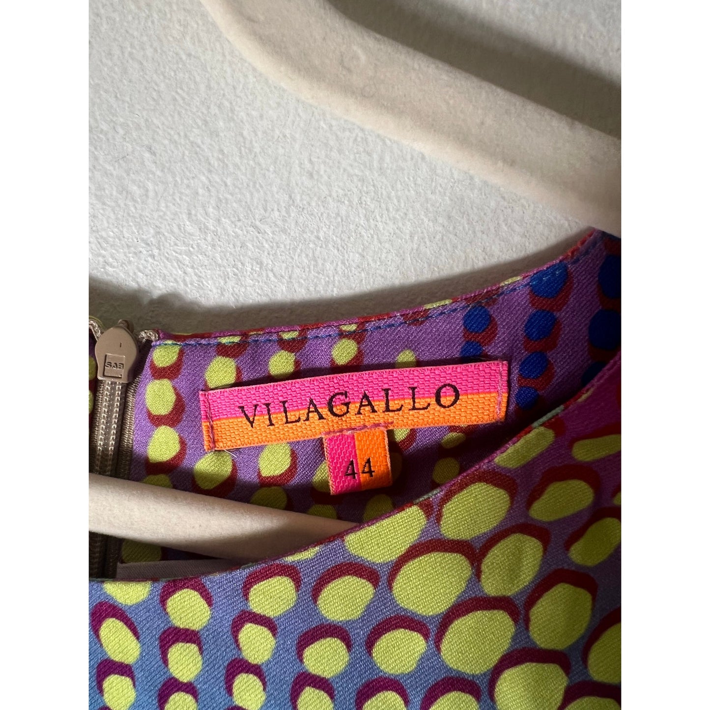 Vilagallo Multi Color Dot 3/4 Sleeve Shift Dress Sz 44