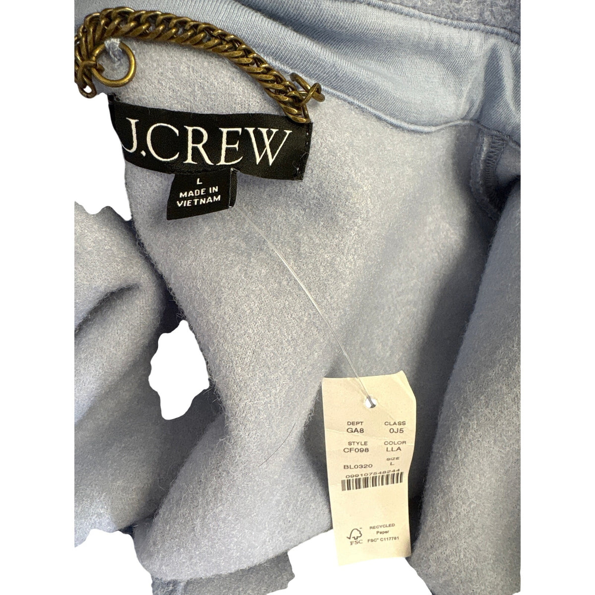 NWT J. Crew Sky Blue Boule Coat Sz L