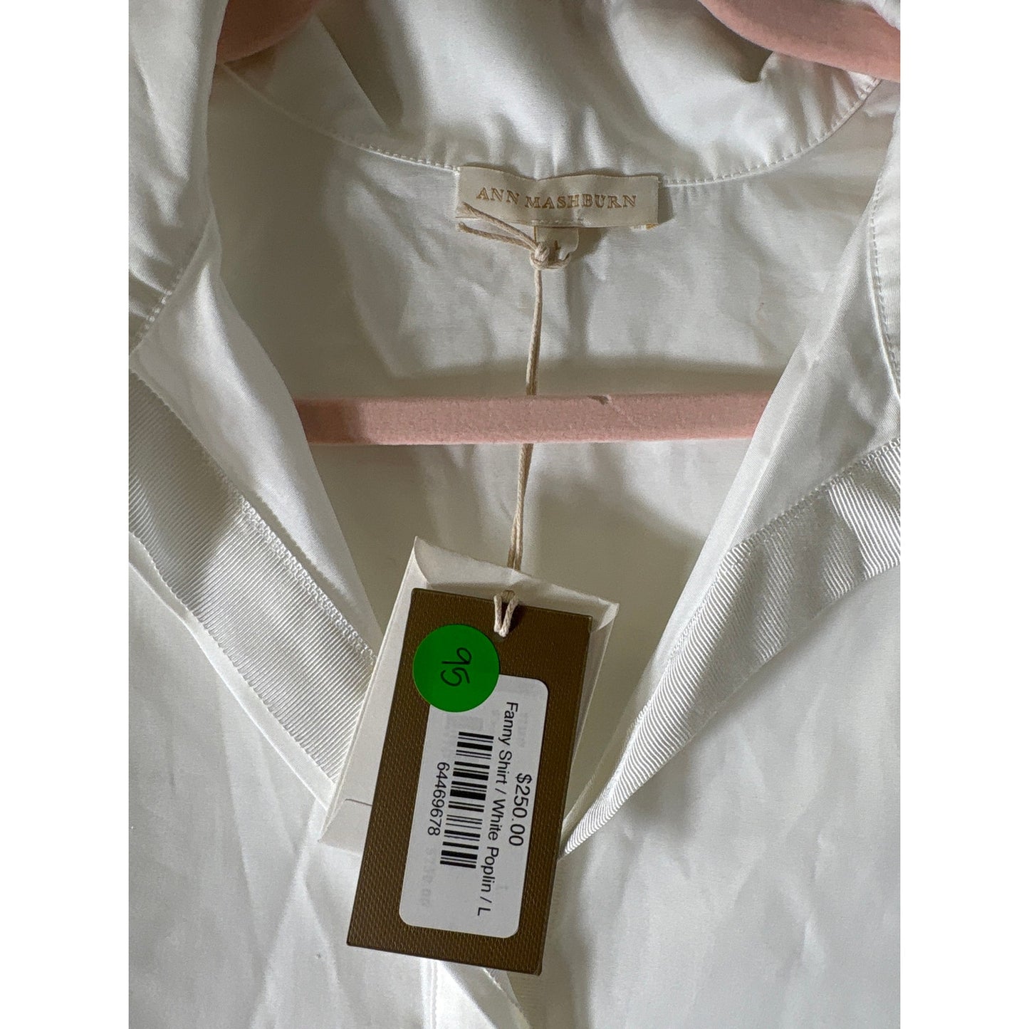 NWT Ann Mashburn White Poplin Fanny Shirt Top Sz L