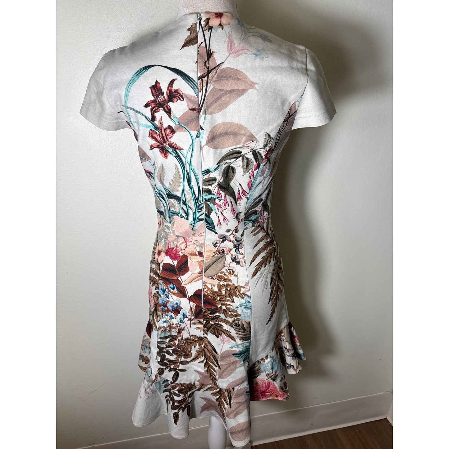 Amanda Uprichard Light Blue Floral Cap Sleeve Midi Dress Sz S