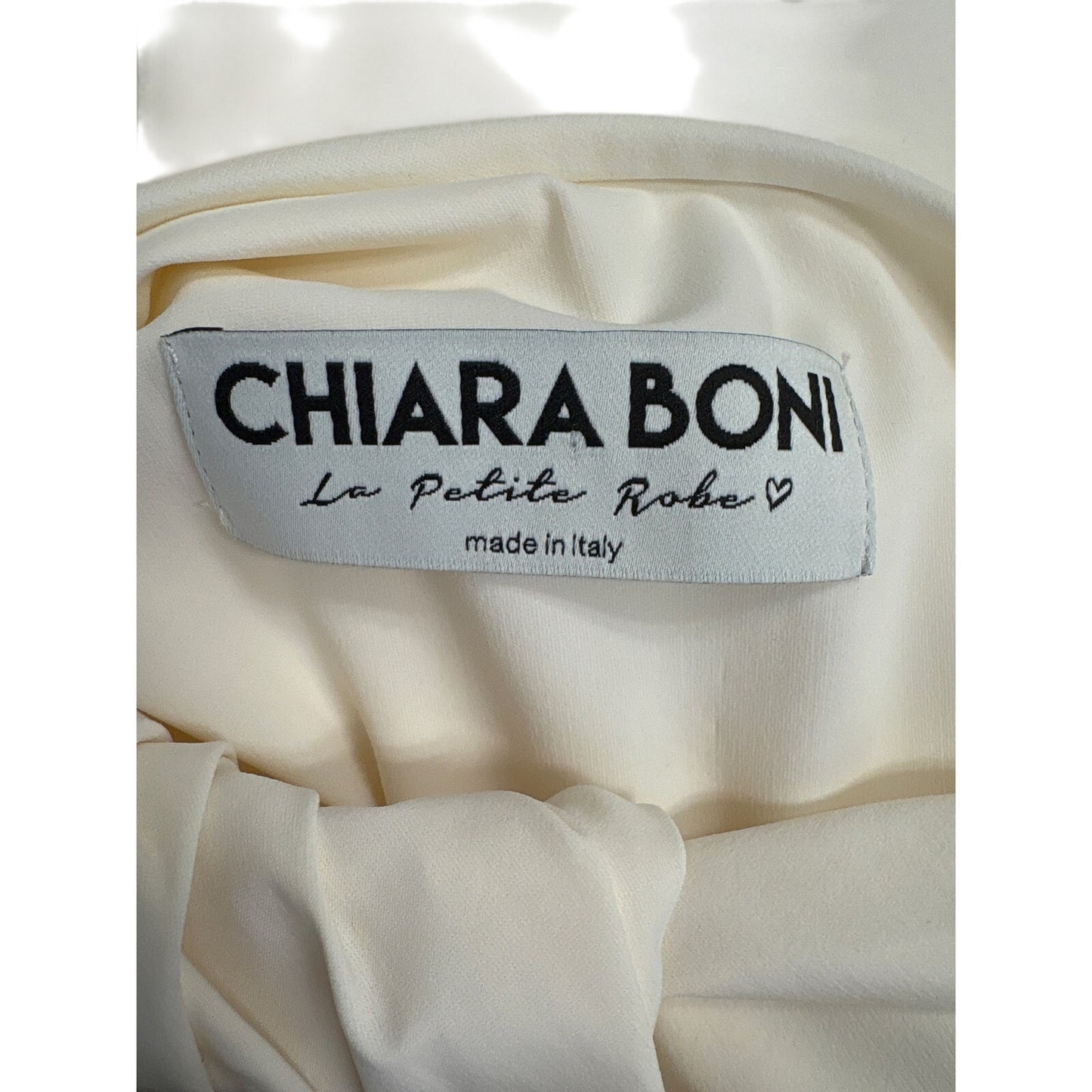 Chiara Boni Cream One Shoulder Gown Sz 38