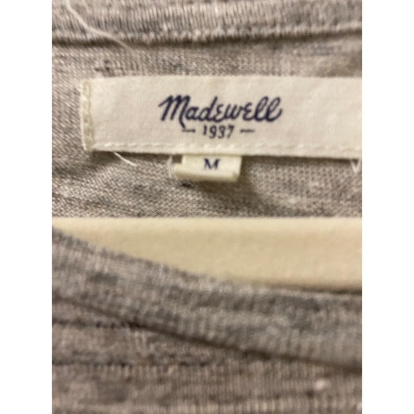 Madewell Gray Black Striped Knit Linen Top Sz M