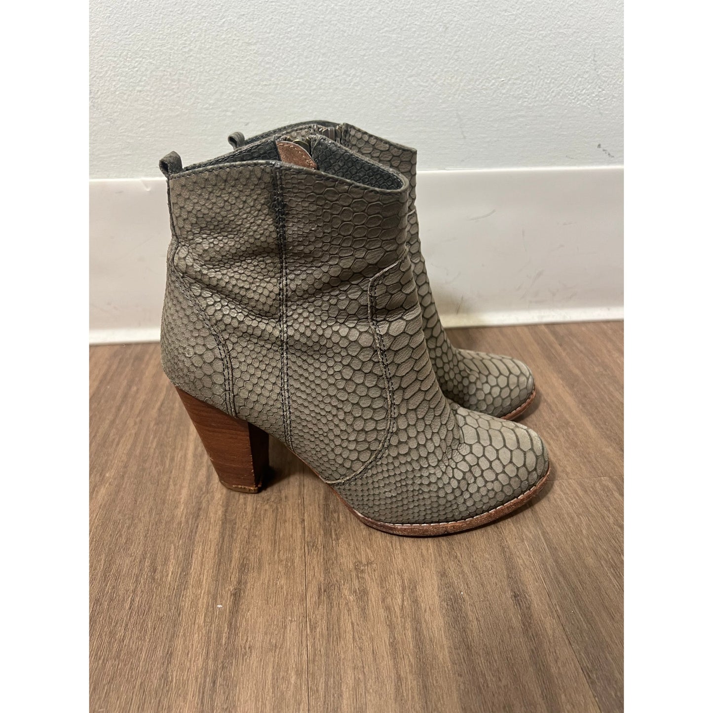 Joi Chunky Heel Ankle Boots, Grey Snake Sz 38