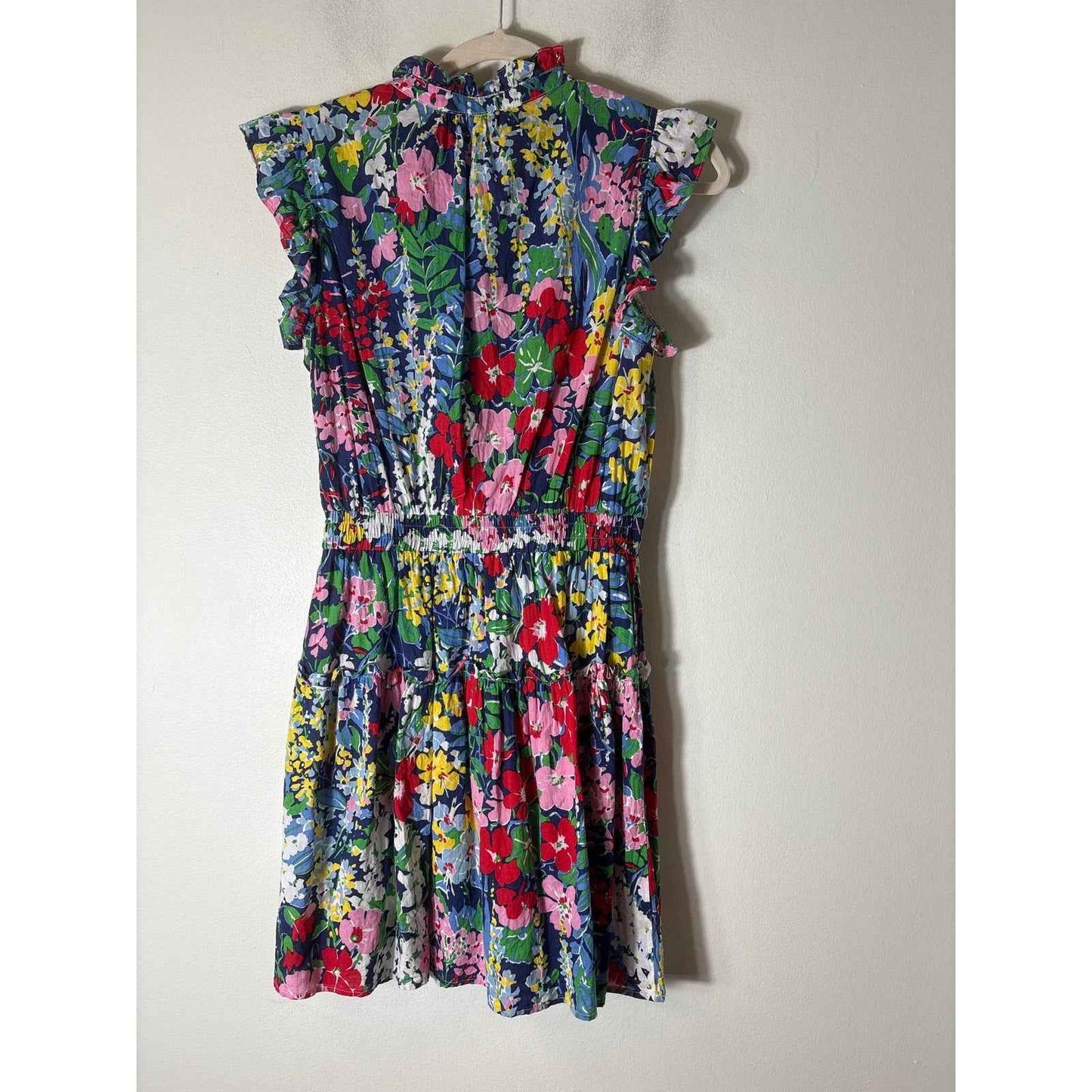 PINCH Multicolor Floral Flutter Sleeve Cotton Knee Length Dress Sz S
