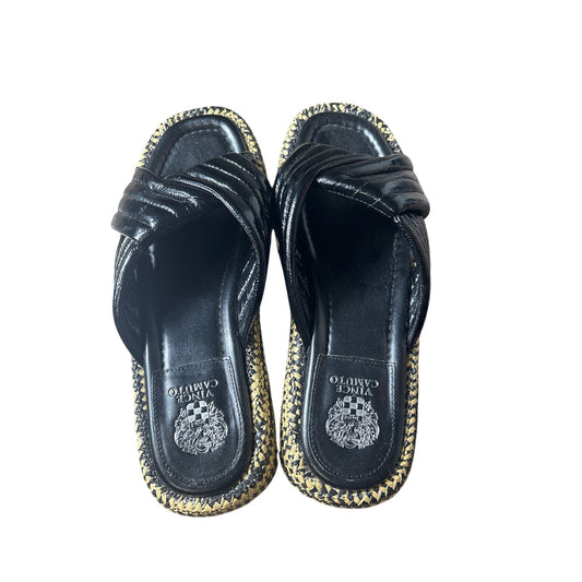 Vince Camuto Liquid Black Rafia Sole Sandal Sz 9.5
