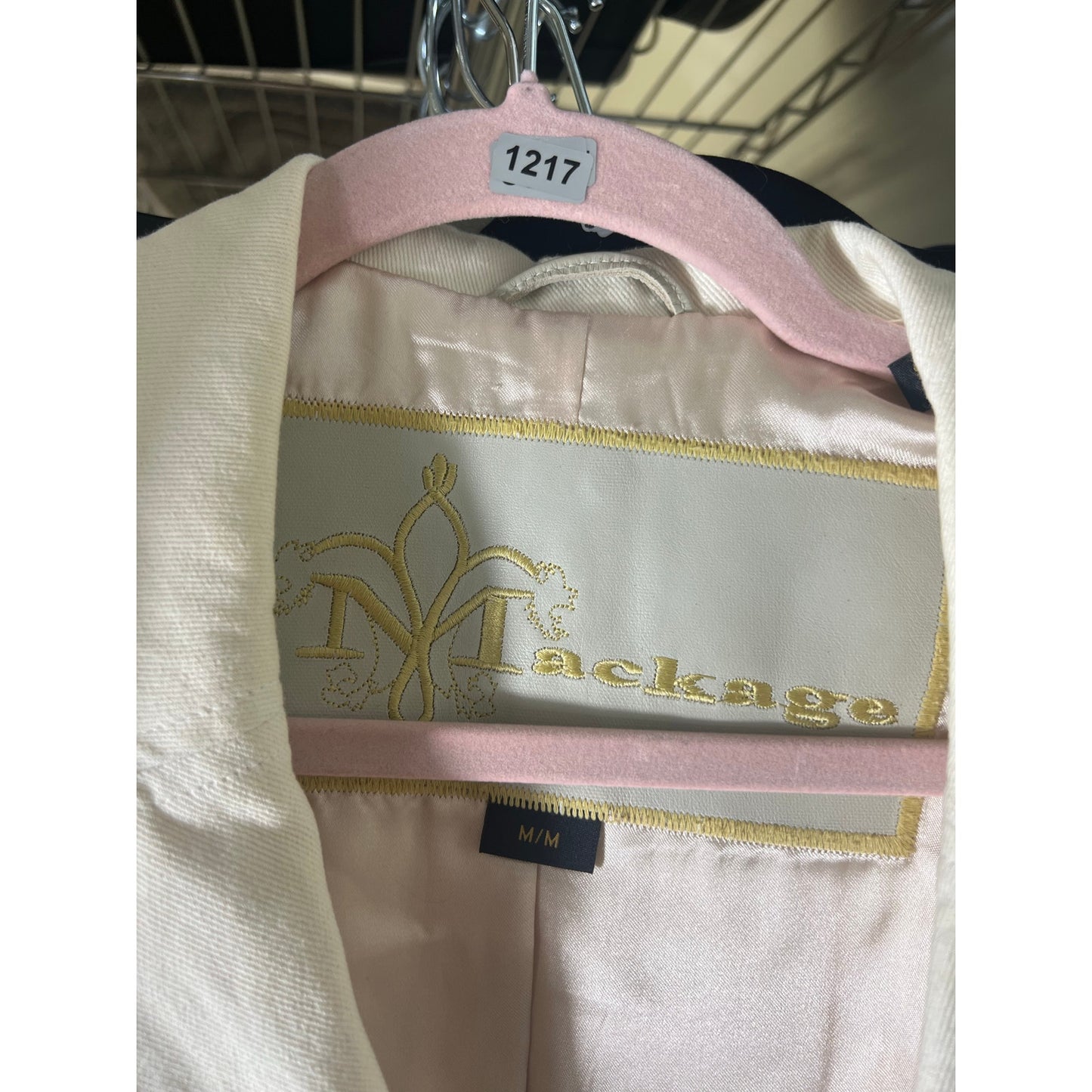 Mackage Off White Long Sleeve Cotton/Leather Belted Blazer Jacket Sz M