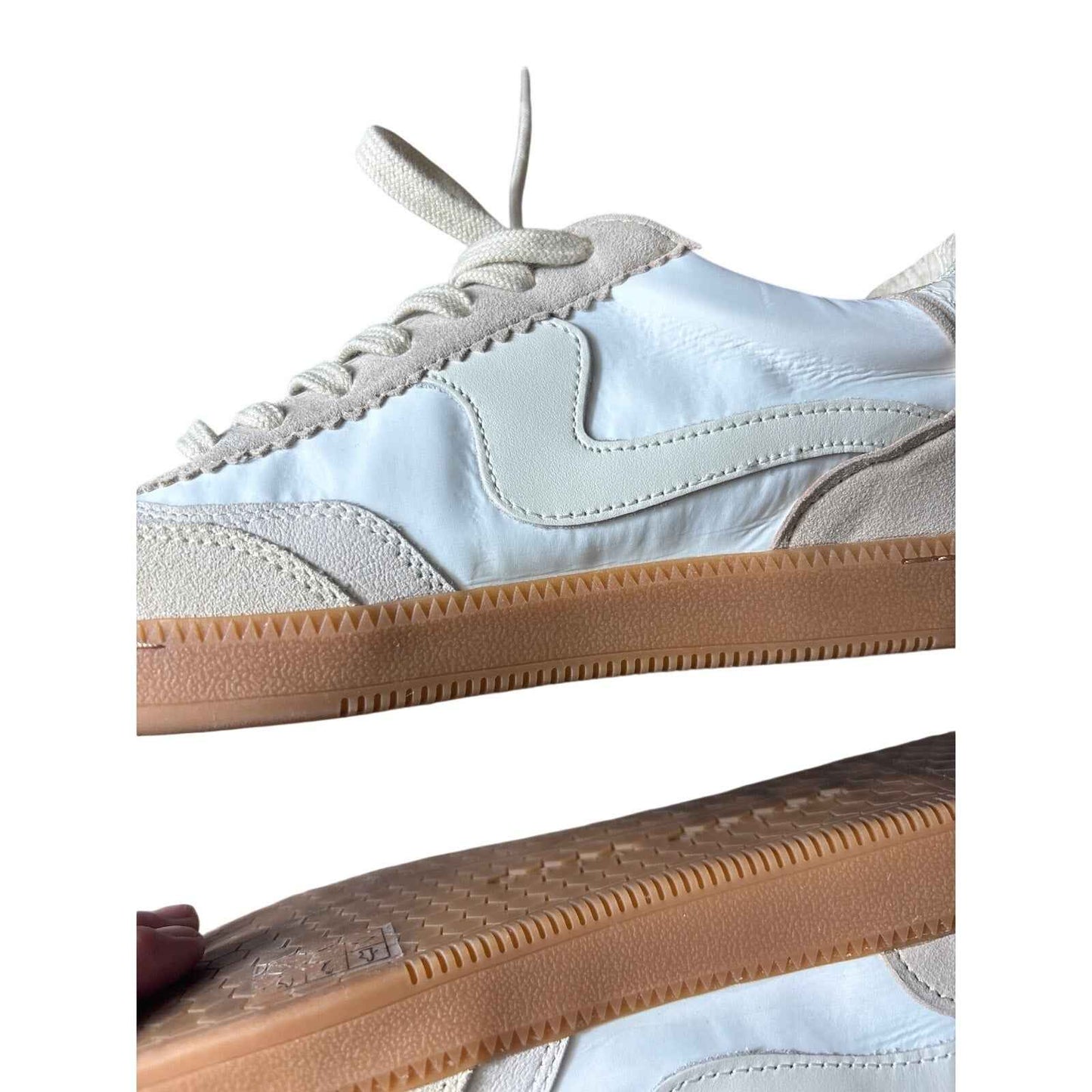 Dolce Vita Tan White Lace Up Fashion Sneakers Sz 10