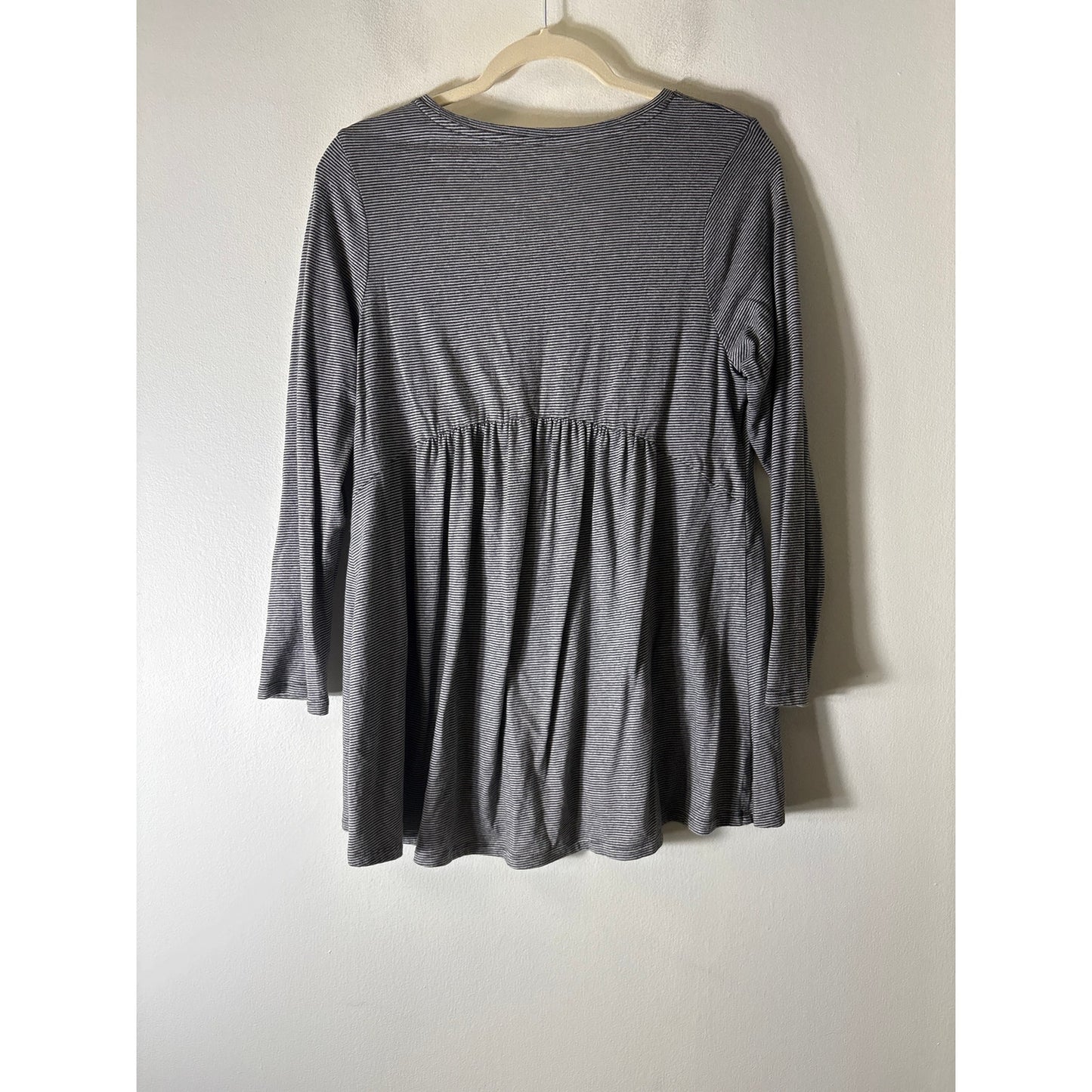 Pure J.Jill Black and Gray Stripe Long Sleeve Tee Sz MP