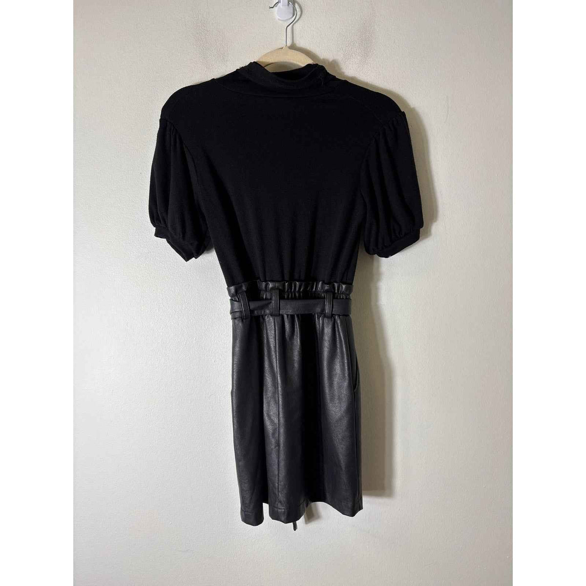 Drew Black Mixed Media Short Sleeve Mock Neck Dress Sz XS