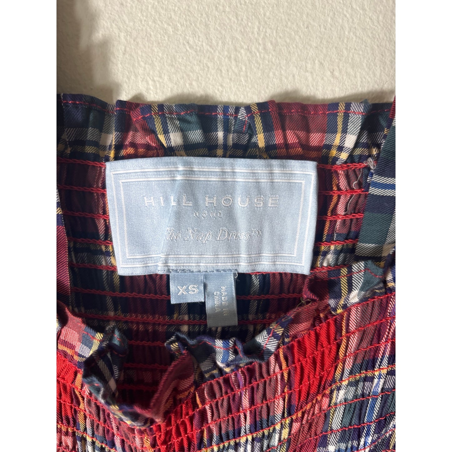 Hill House The Nap Dress Dark Red Plaid Cotton Maxi Dress Sz XS