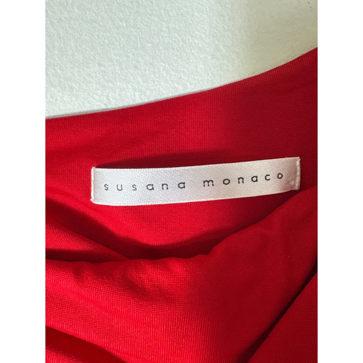 Susana Monaco Red One Shoulder Knee Length Shift Dress Sz S