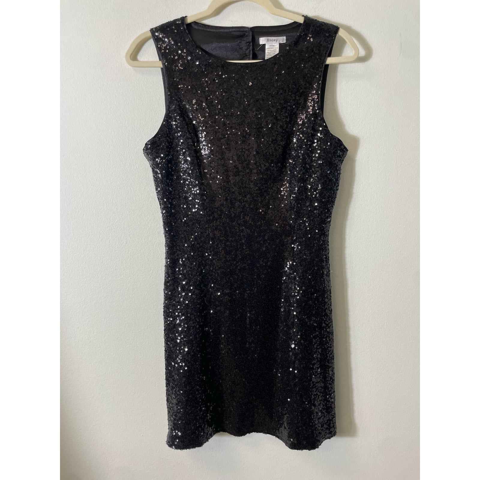 Esley Black sequined Mini Backless Dress Sz L
