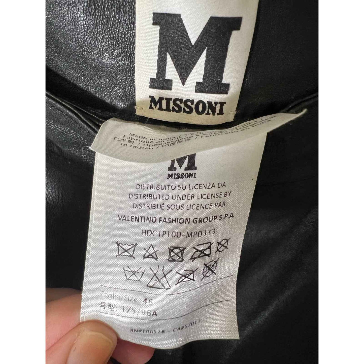 Missoni Black Genuine Leather Pants Sz 46