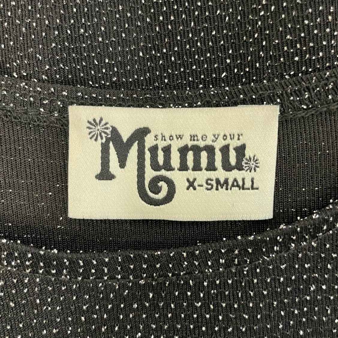 Show Me Your Mumu Black Sparkly Cold Shoulder Long Sleeve Mini Dress Sz XS