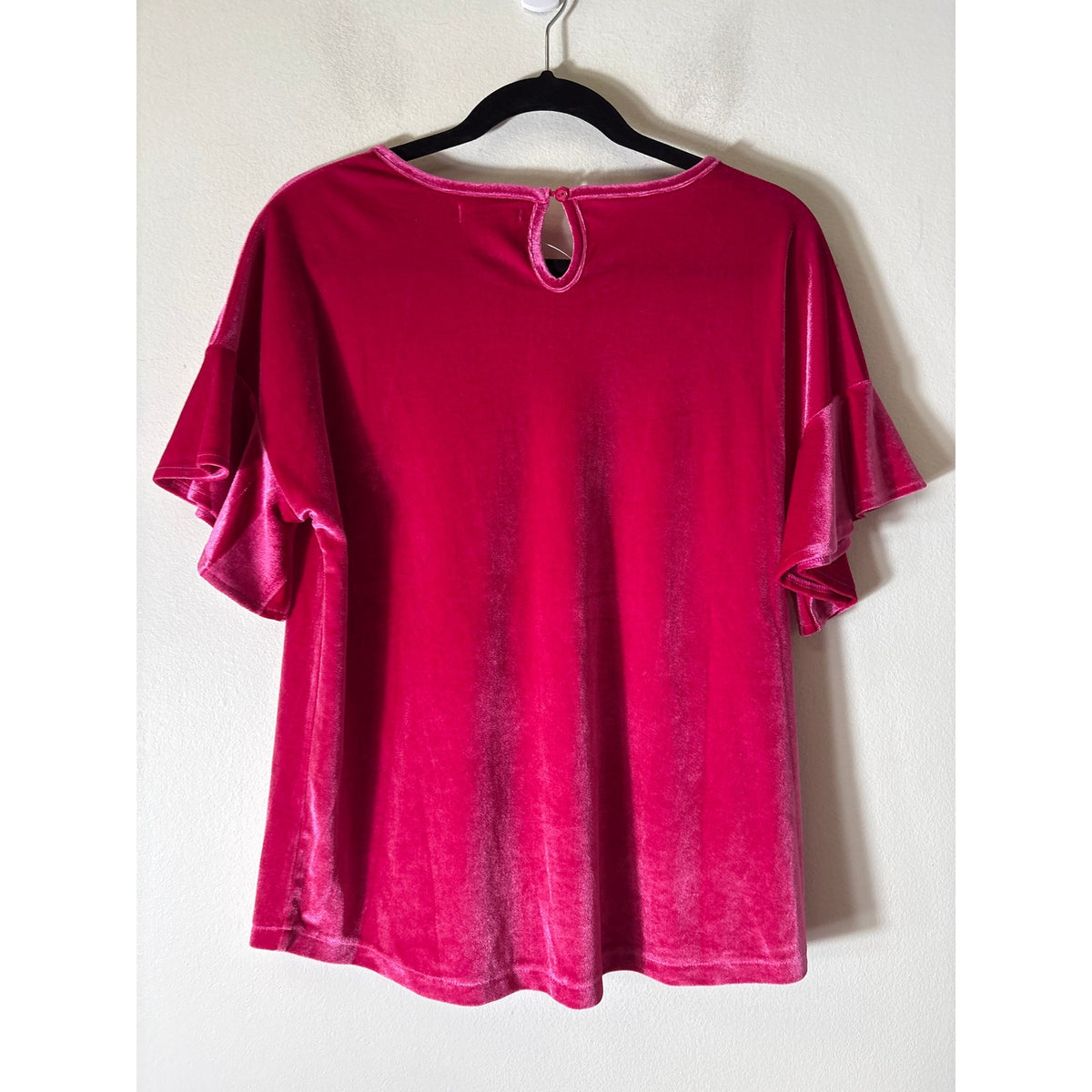 Jade Bright Pink Velvety Short Sleeve Top Sz M