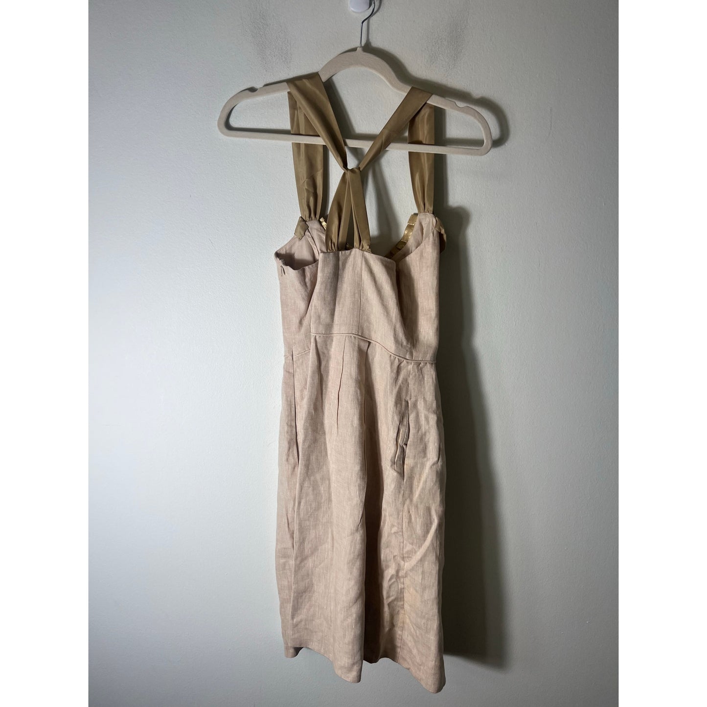 J. Crew Beige Sleeveless Cotton Knee Length Dress Sz 6