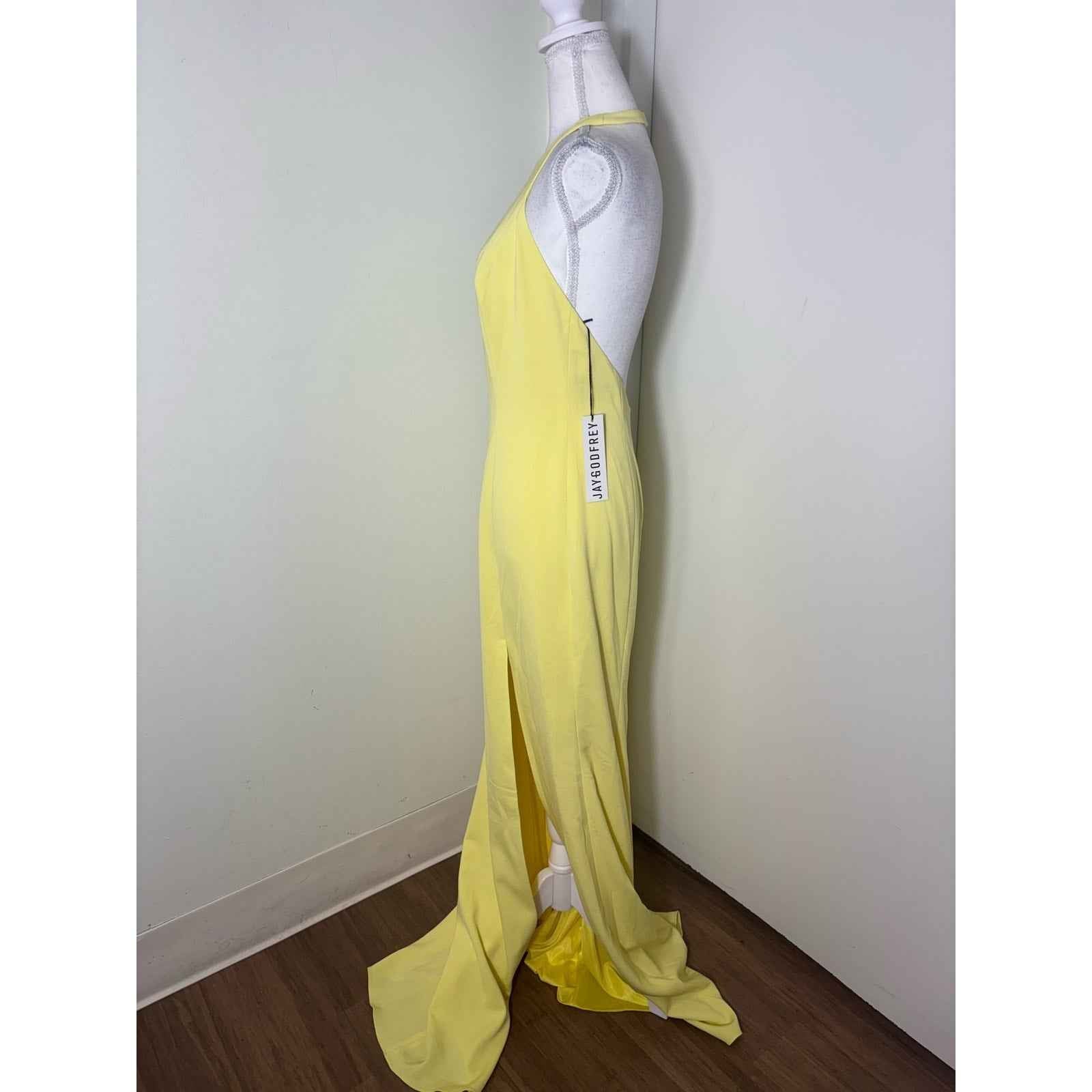 NWT Jay Godfrey Yellow High Neck Evening Gown sz 6