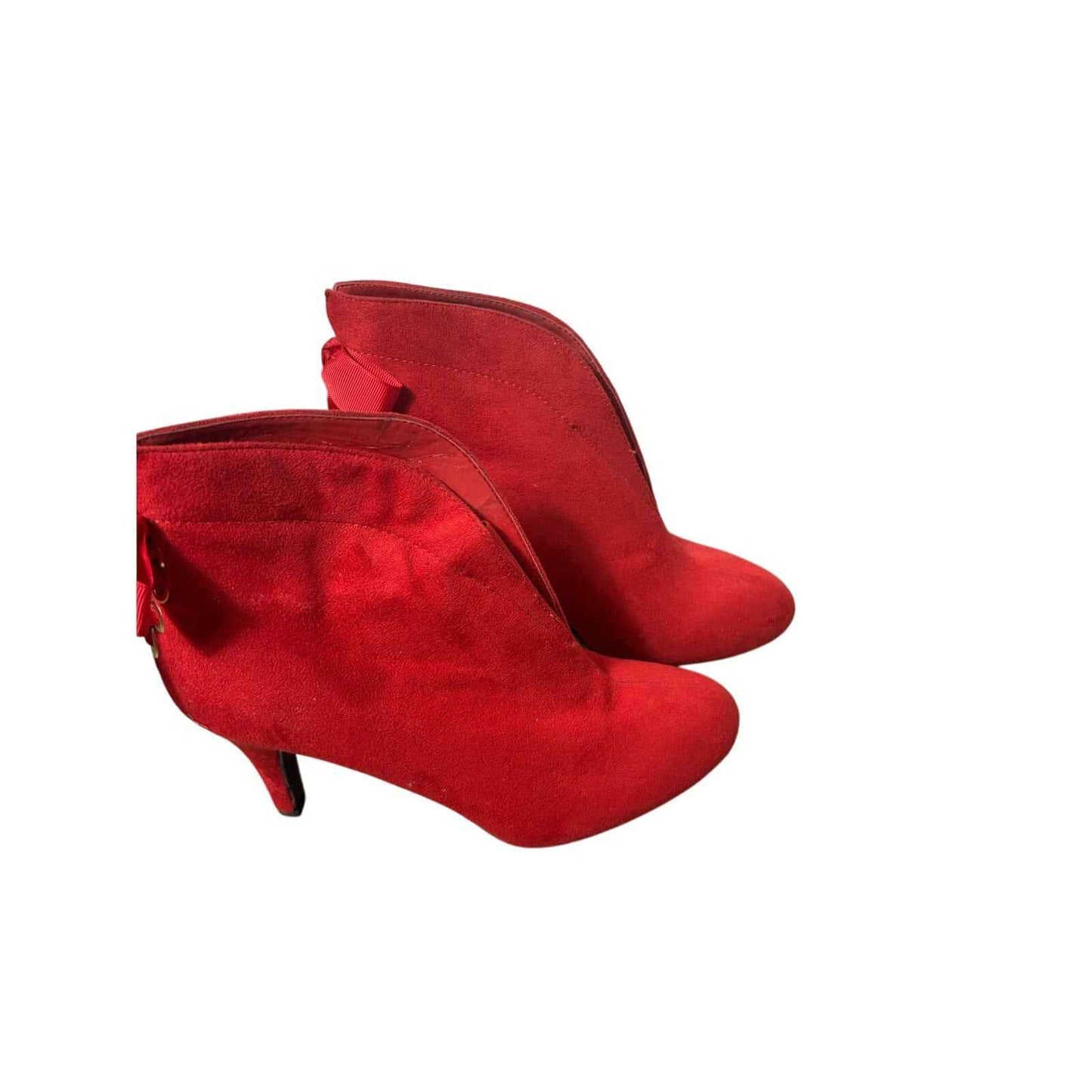 IMPO Red Stretch Faux Suede High Heel Pull On Bootie Sz 6