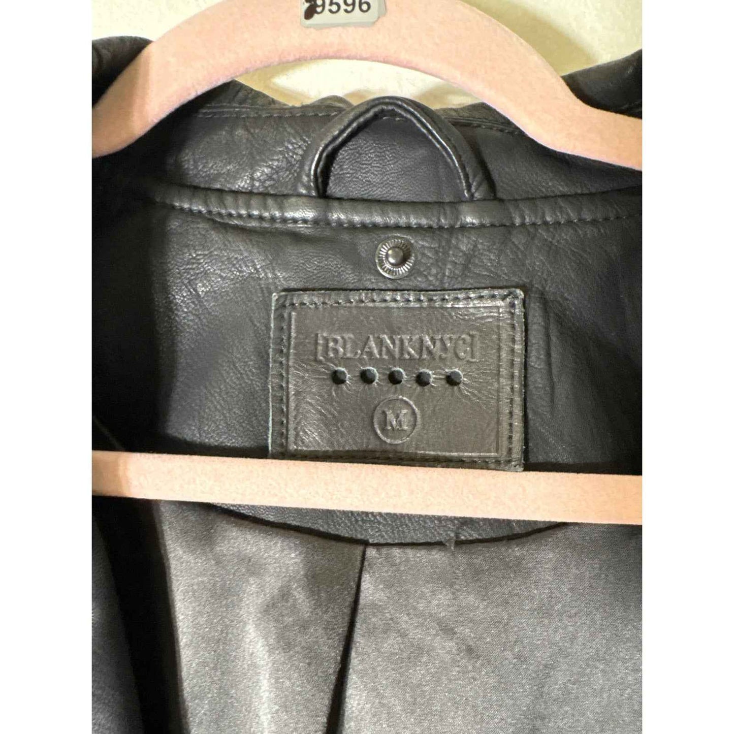 Blank NYC Black Faux Leather Long Sleeve Moto Jacket Sz M
