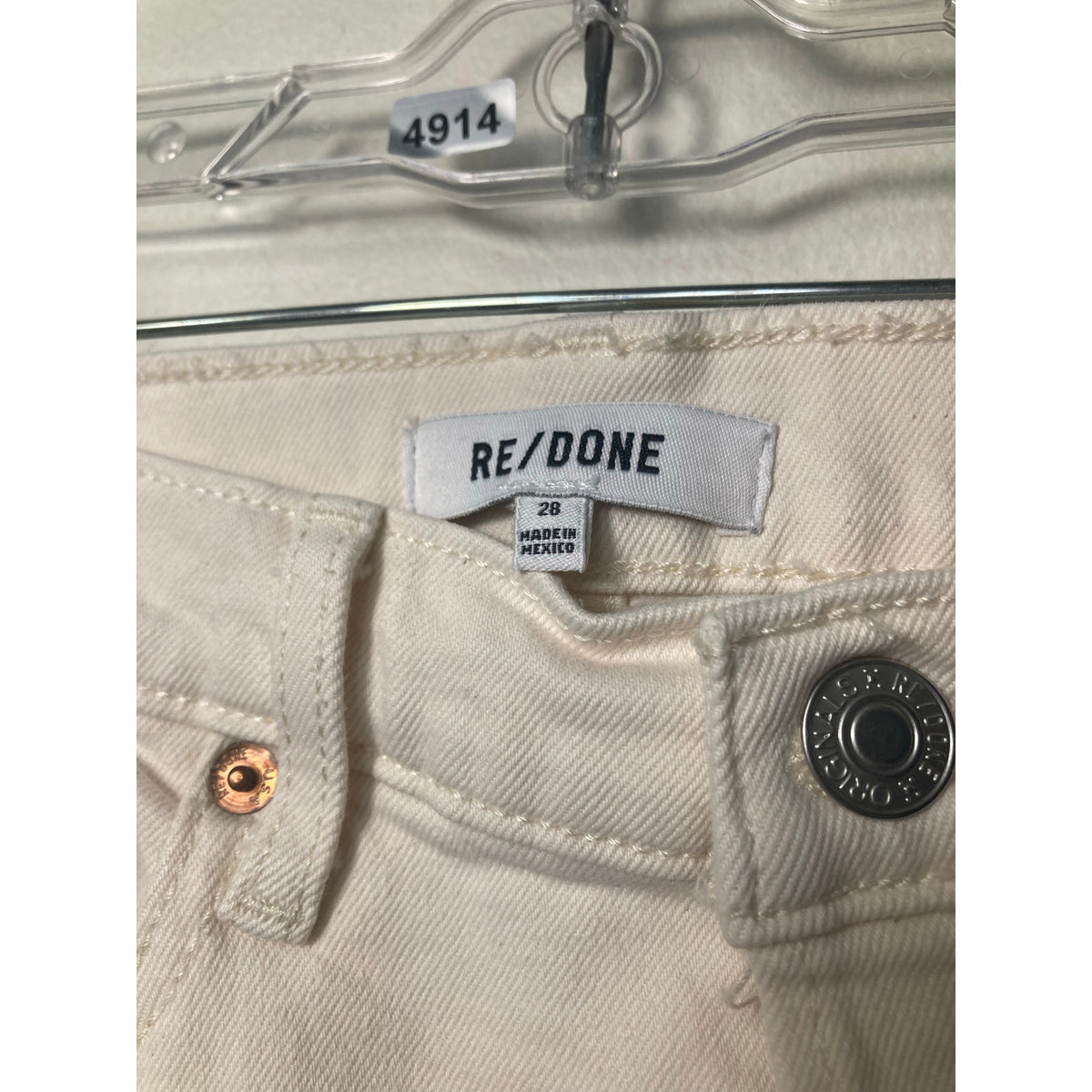 Re/Done Off White 70S Stove Pipe Ankle Jean with Raw Hem Sz 28