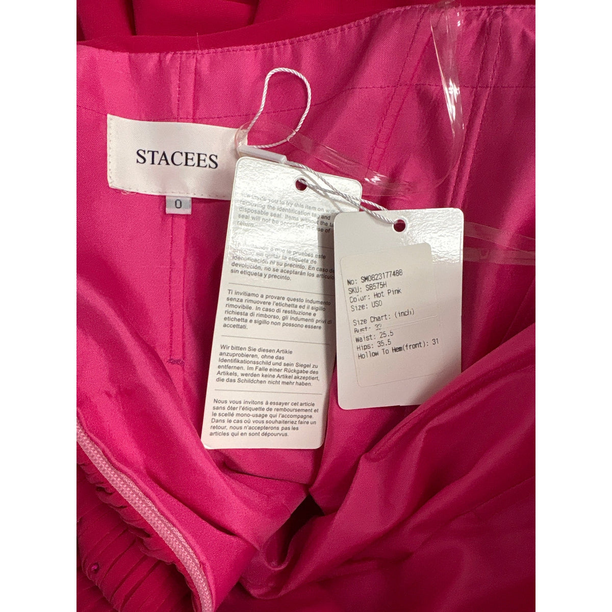 NWT Stacees Hot Pink Strapless Ruched Mini Dress Sz 0