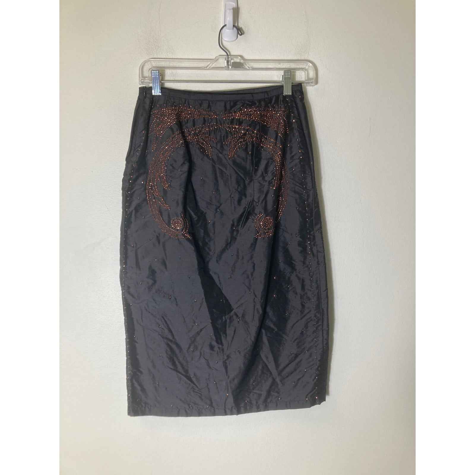 French Connection Black Silk Pencil Midi skirt Sz 4