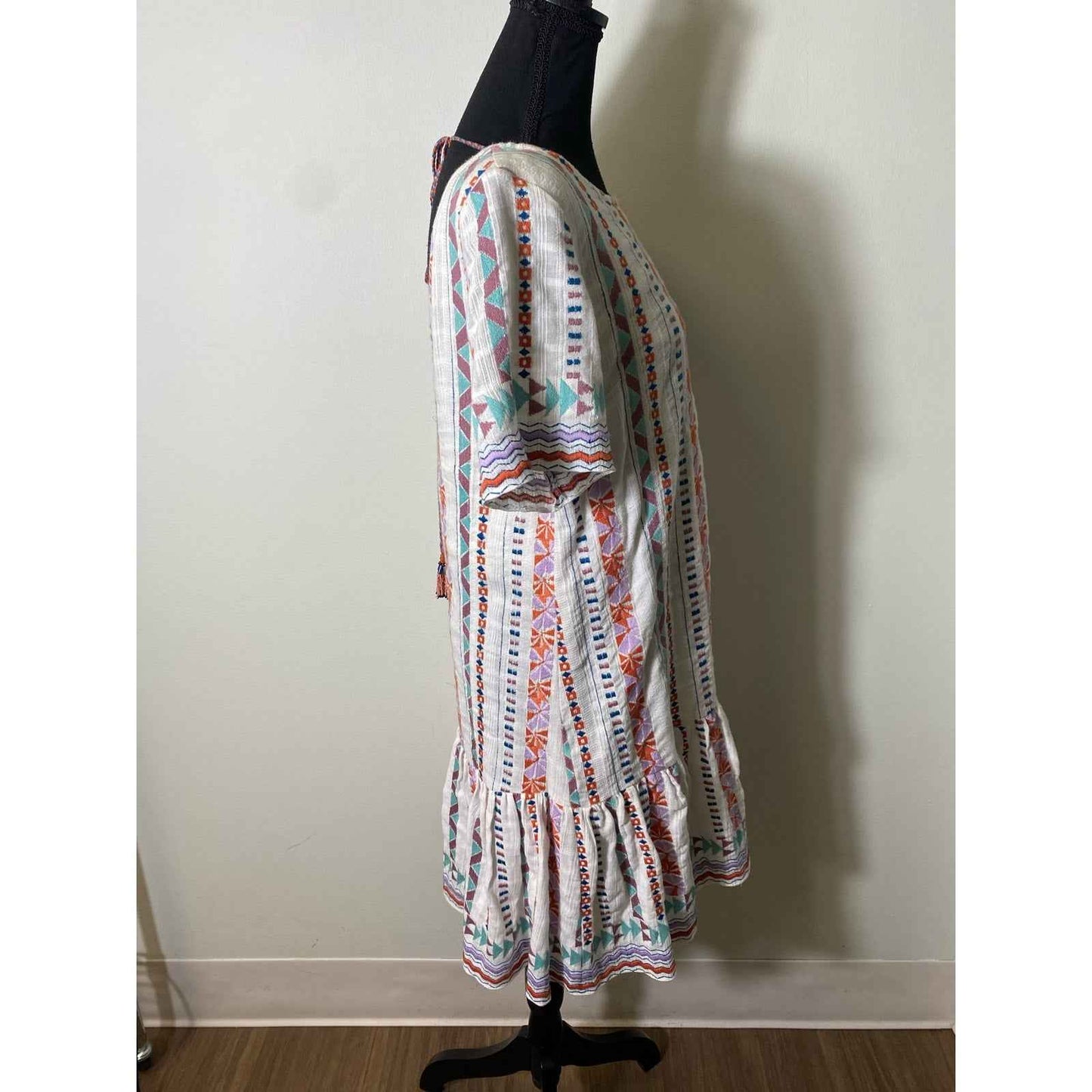 Duet White Cotton Drop Waist Dress Sz S