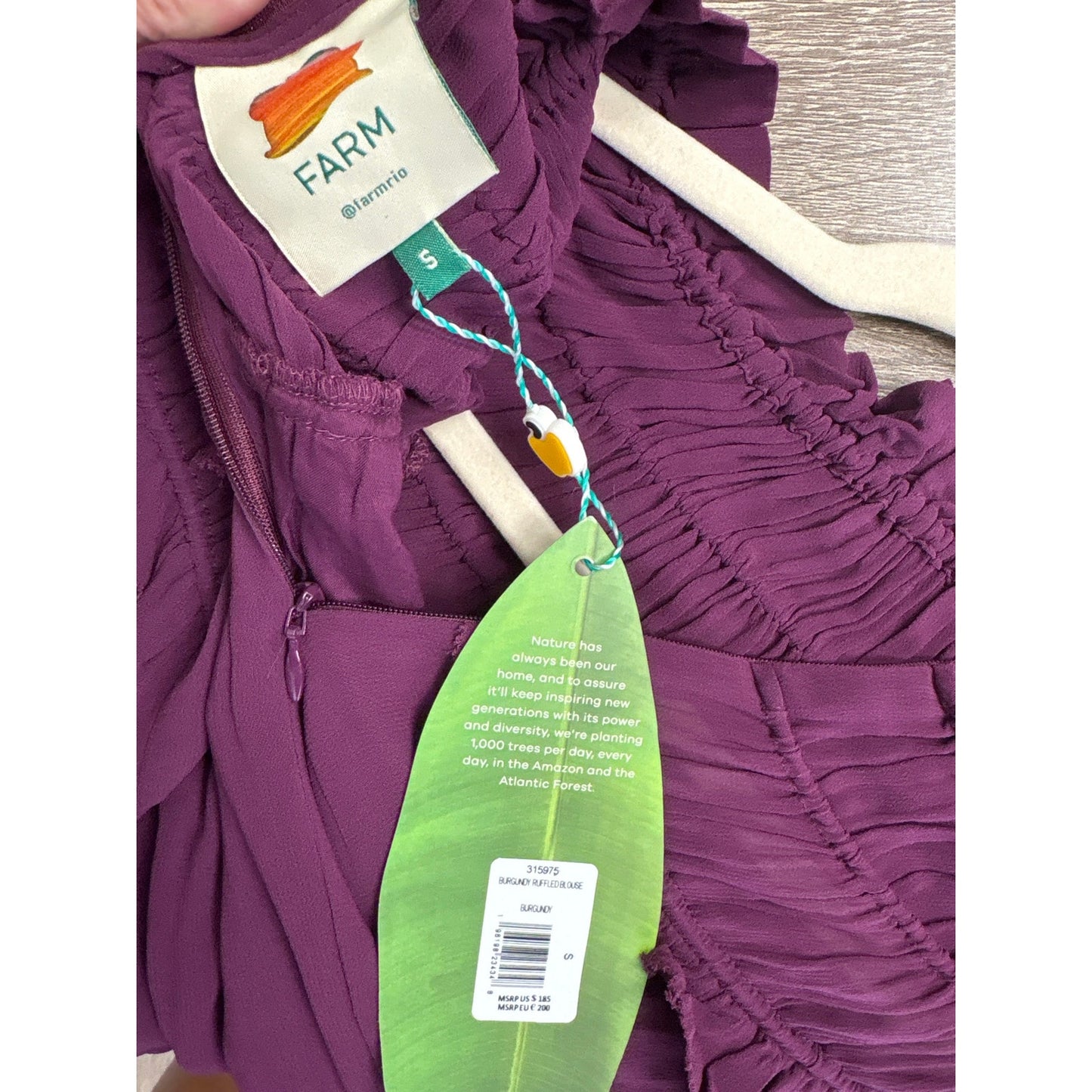 NWT Farm Rio Eggplant Purple Long Sleeve Ruffled Top Sz S