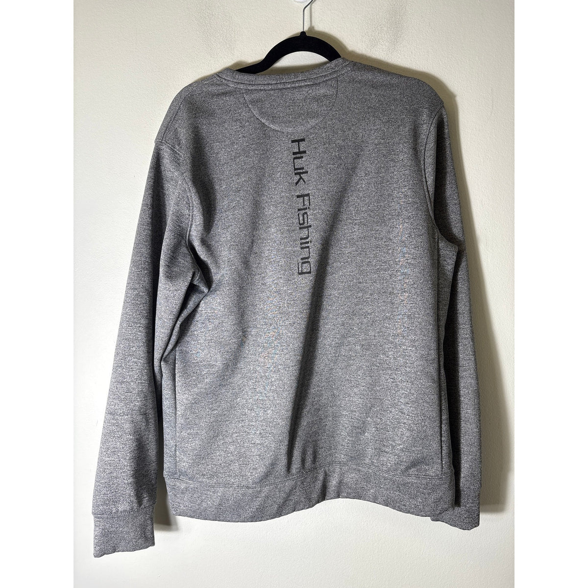 Mens Huk Performance Fishing Gray Long sleeve Sweat Shirt Sz M