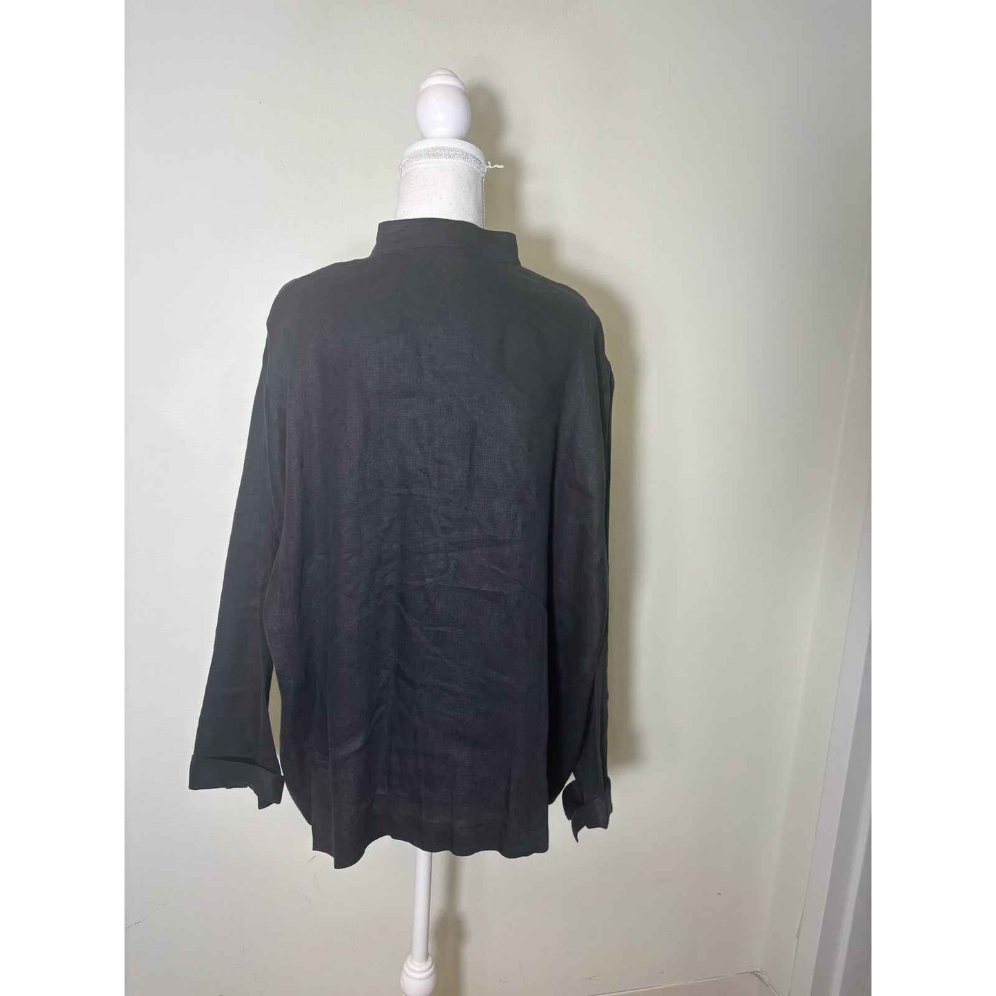 Shirin Guild Black Linen Long Sleeve Tunic and Pants Set size Large