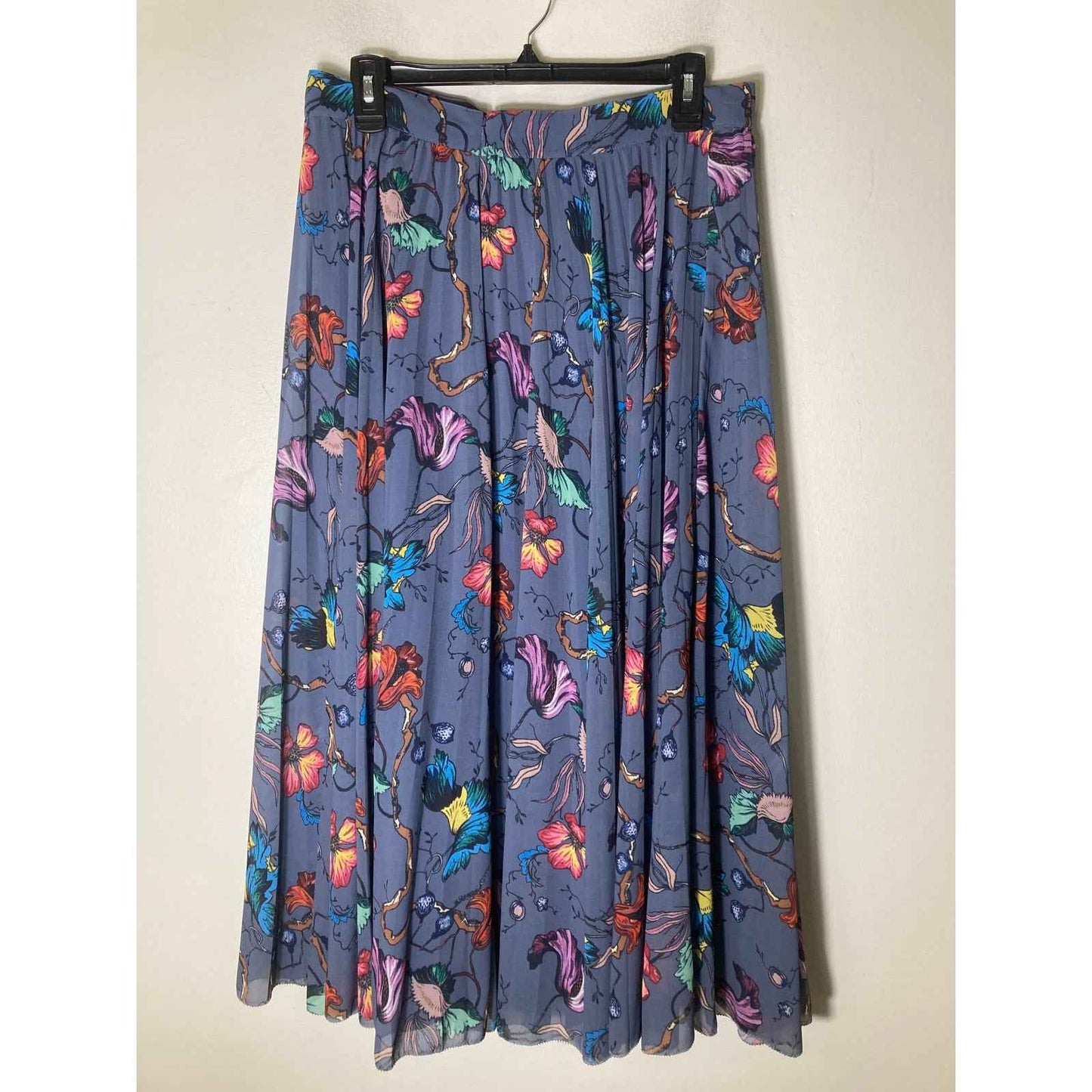 Abbeyglass Gray Floral A-Line Maxi Skirt Sz L (32" W)