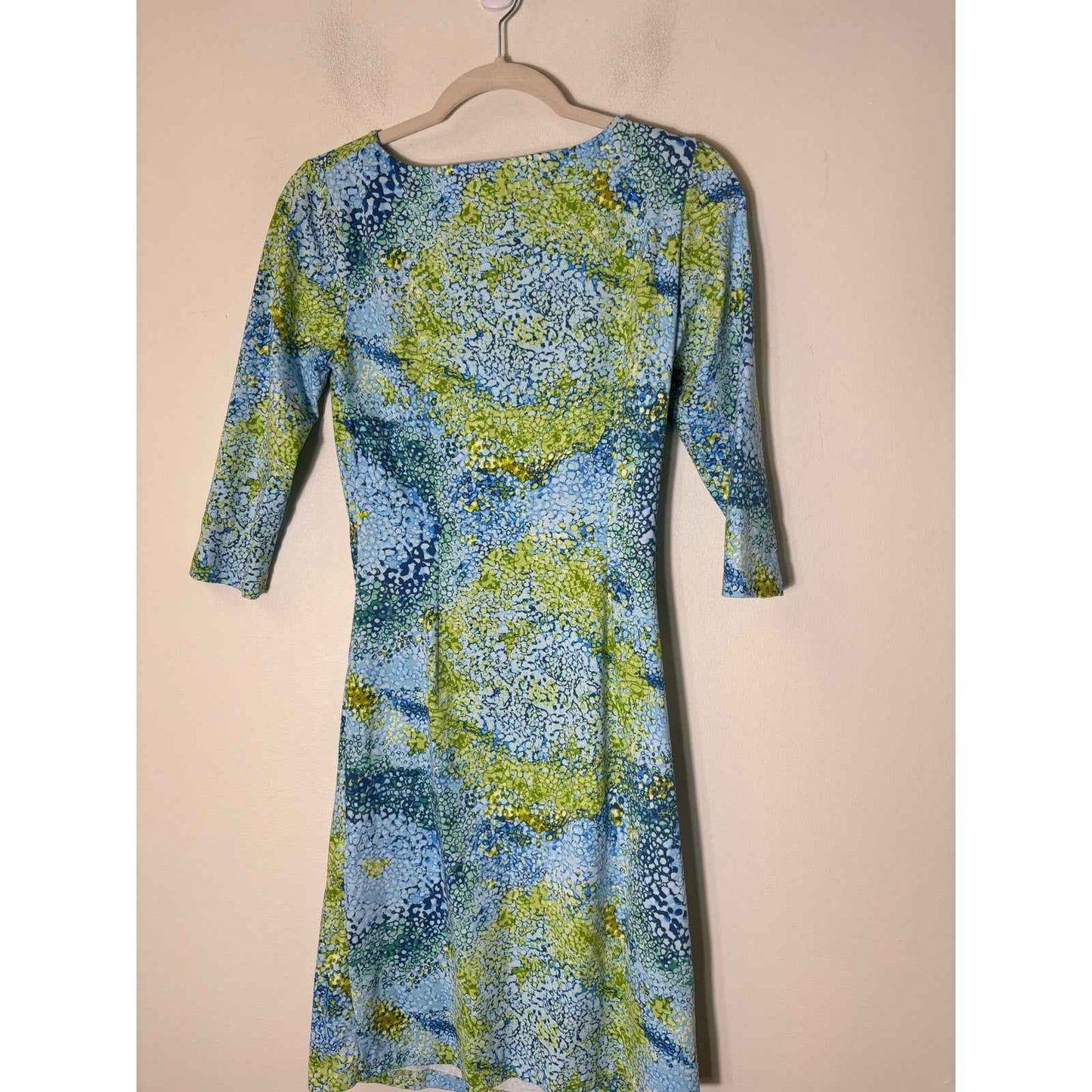 J. McLaughlin Blue and Green Sheeth Dress Sz S