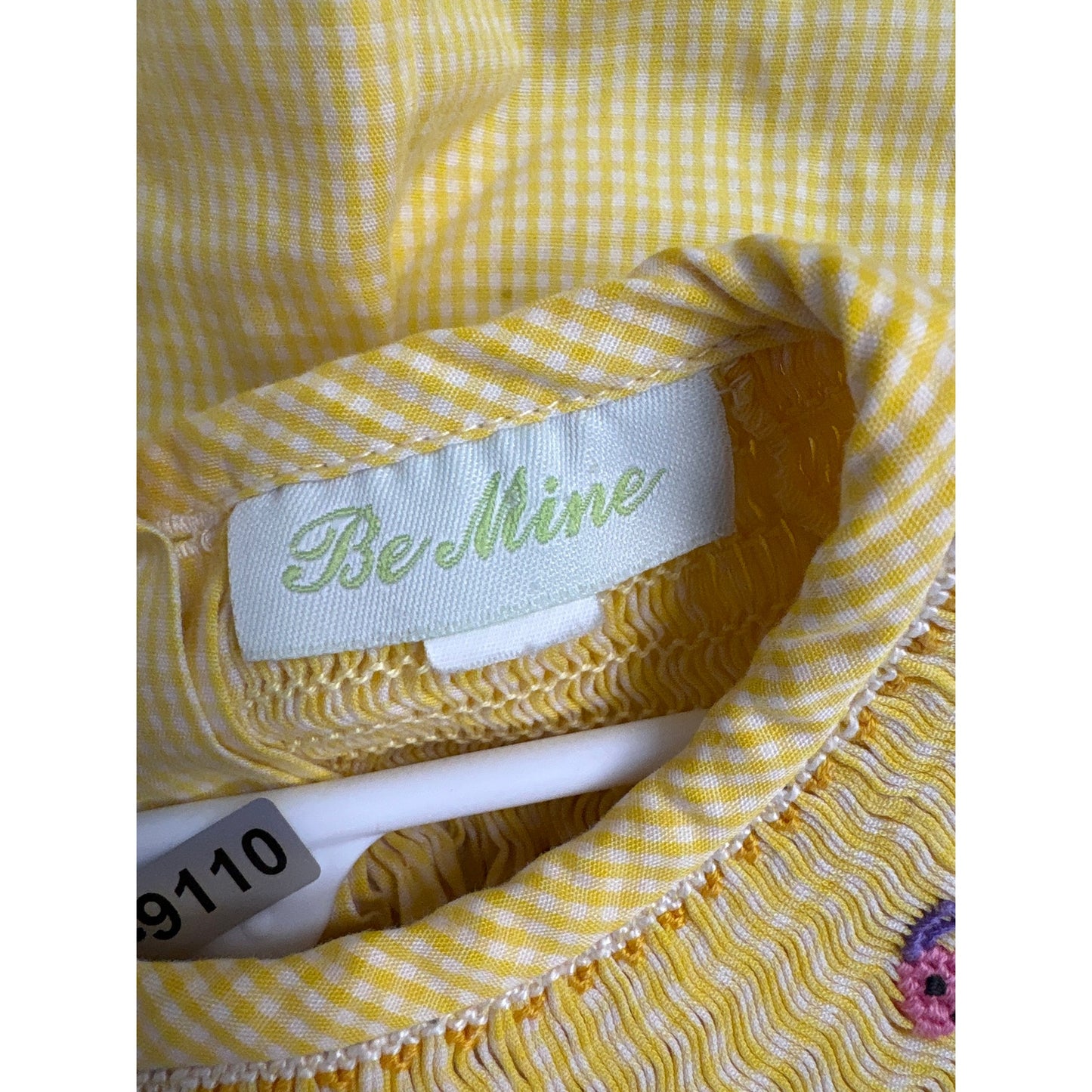 Girls Vintage Be Mine Yellow and Whit check smocked snaio and bee dress Sz 6