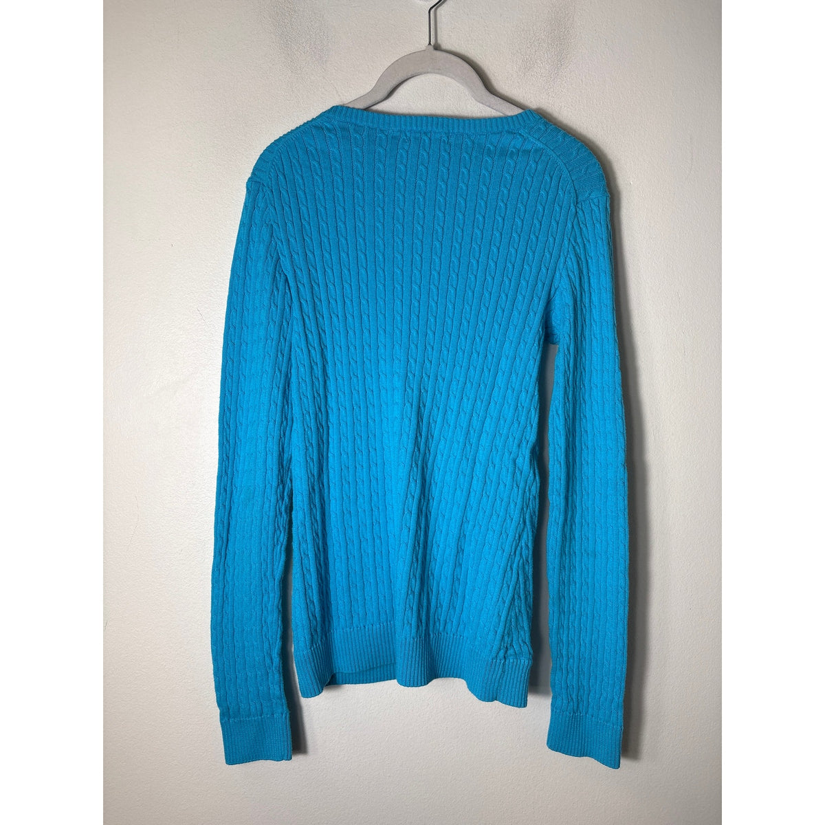 Lilly Pulitzer Bright Teal Long Sleeve Cotton Cable Knit Sweater Sz M