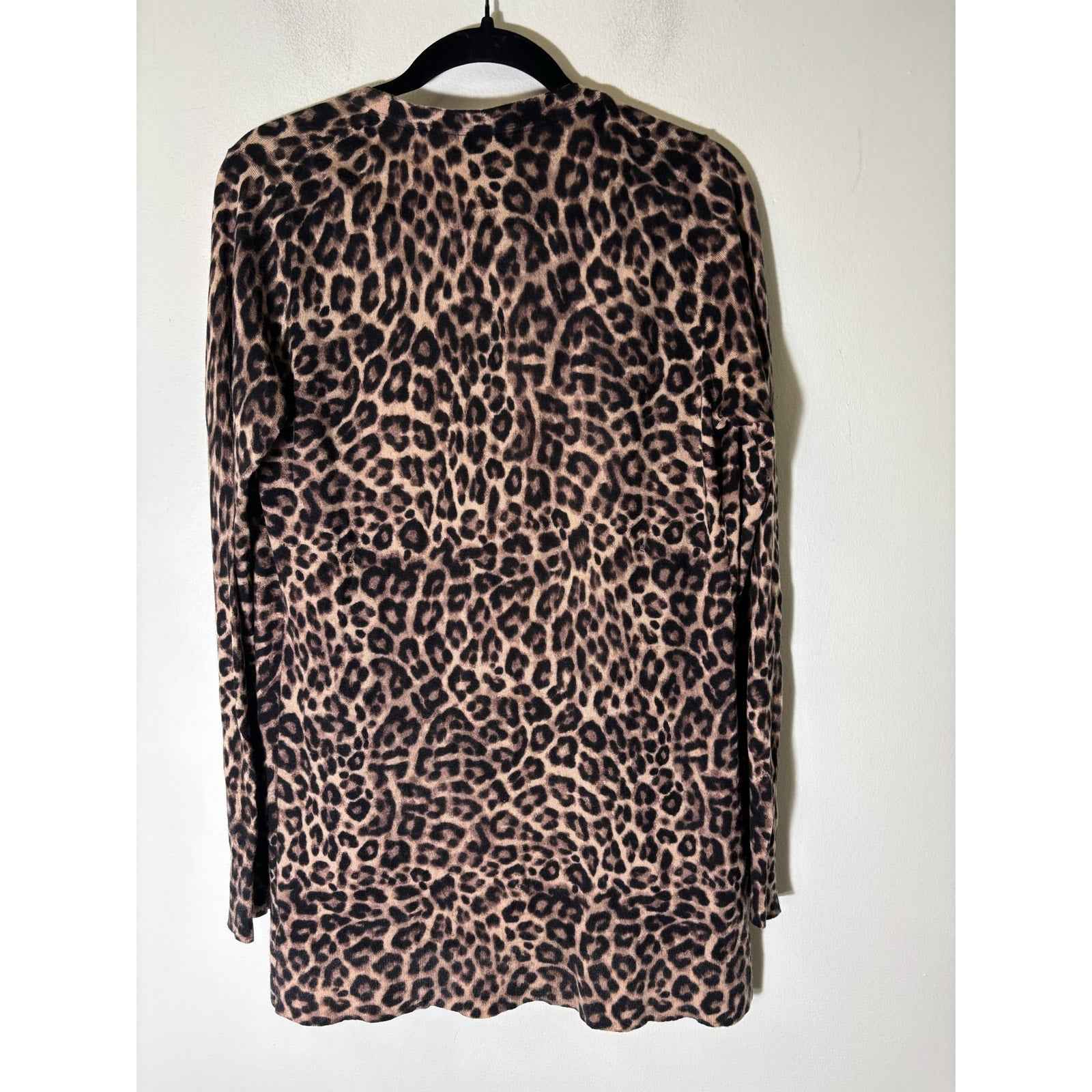 Saks 5th Avenue Long Leopard Print Cardigan Sz L