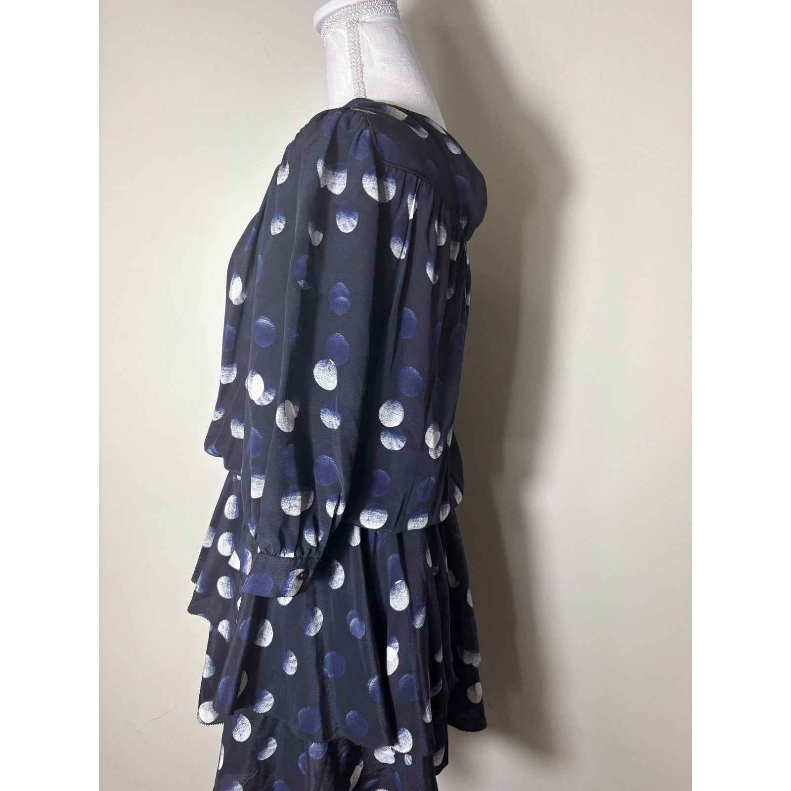 Zadig & Voltaire Black and Navy Long Sleeve Layered Skirt Mini Dress Sz S