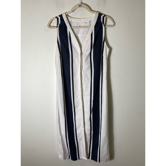 Ecru Black and White Button Up Maxi Dress size small