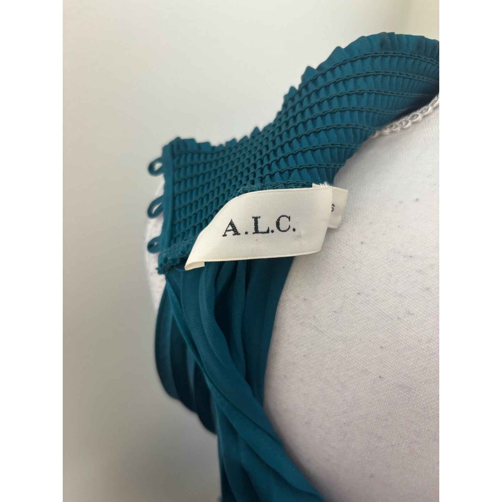ALC Teal Jewel Tone Accordian Cocktail Dress Sz 6