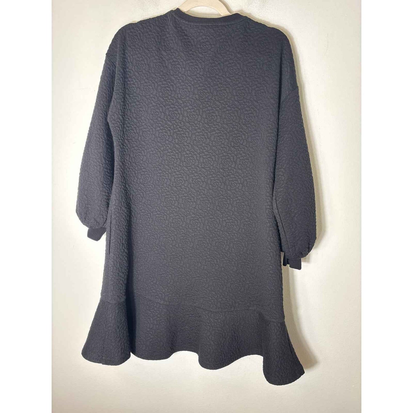 Mare Mare Black long Puff Sleeve Textured Mini Dress Sz XS