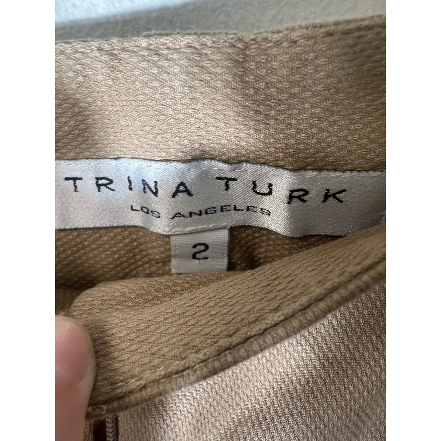 Womens Trina Turk Khaki Wide-Leg Tailor Pants Sz 2