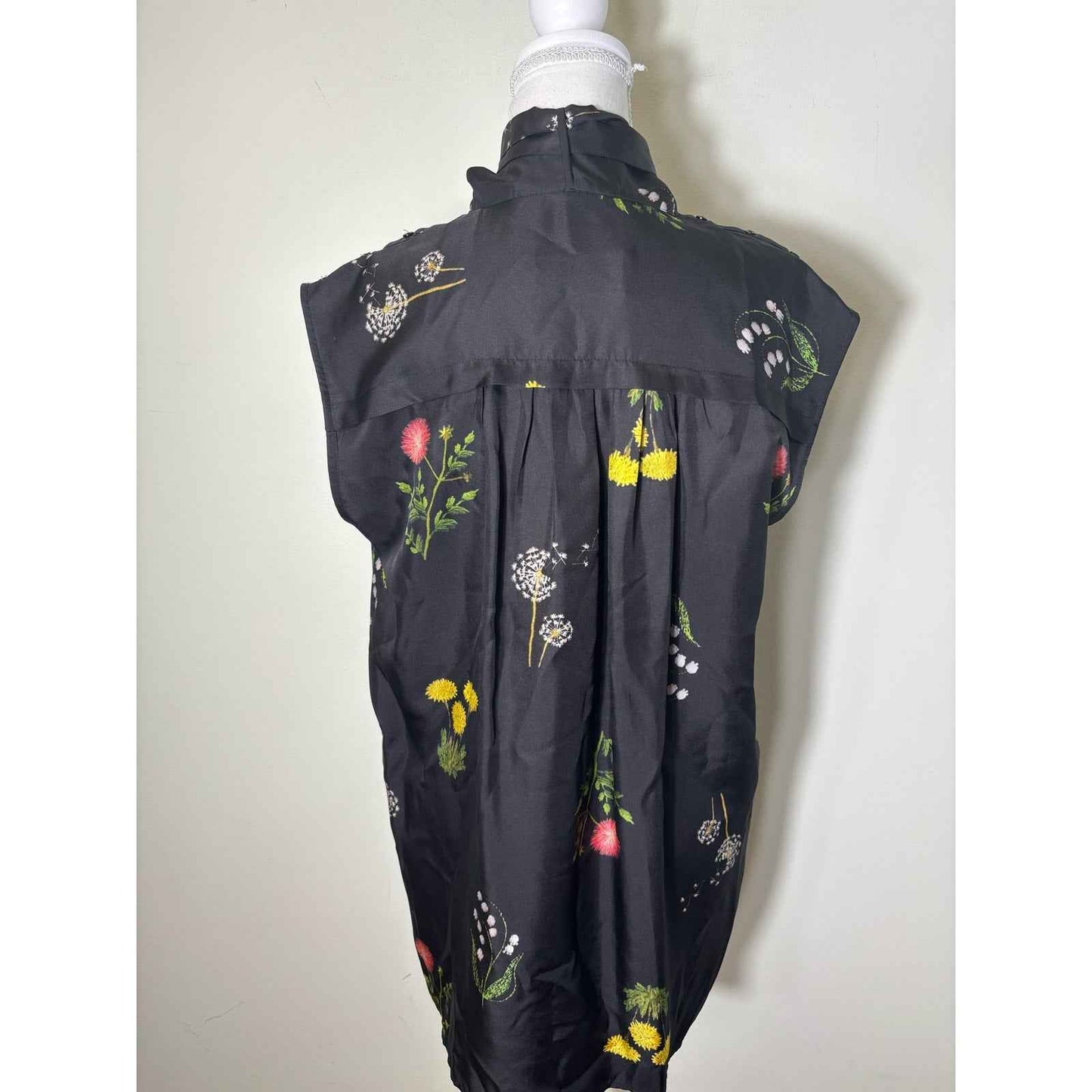 Oroton Black Wildflower Blouse Sz 10